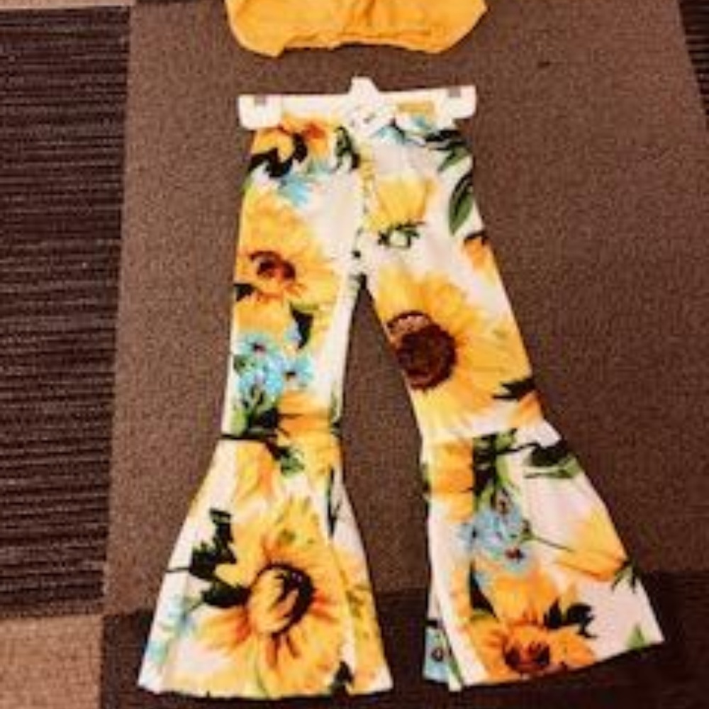 Girls floral wide legs pants